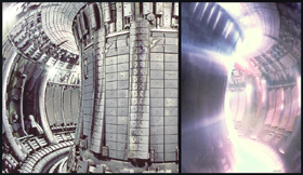 L’intrieur du Jet, le systme de fusion le plus puissant aujourd’hui. A droite, une image infrarouge du plasma (DR) - 57.1 ko